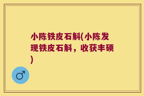 小陈铁皮石斛(小陈发现铁皮石斛，收获丰硕)