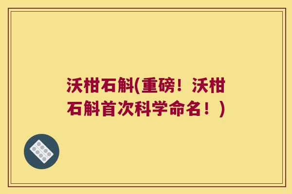 沃柑石斛(重磅！沃柑石斛首次科学命名！)