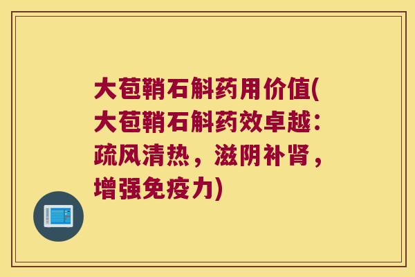 大苞鞘石斛药用价值(大苞鞘石斛药效卓越：疏风清热，滋阴补肾，增强免疫力)