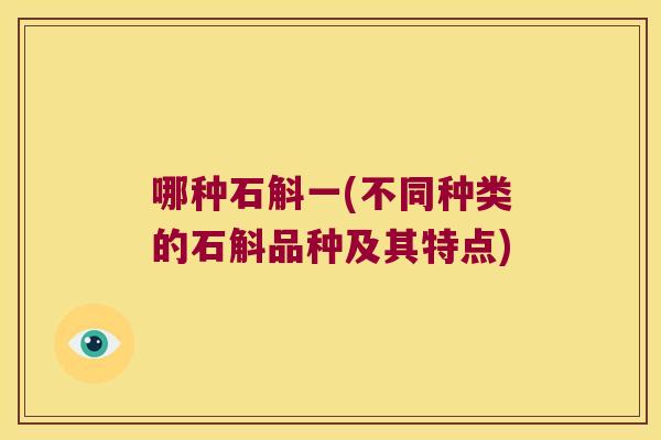 哪种石斛一(不同种类的石斛品种及其特点)