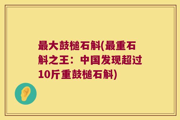 最大鼓槌石斛(最重石斛之王：中国发现超过10斤重鼓槌石斛)