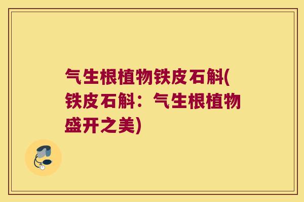 气生根植物铁皮石斛(铁皮石斛：气生根植物盛开之美)