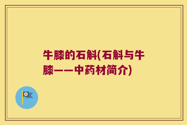 牛膝的石斛(石斛与牛膝——材简介) 牛膝的石斛(石斛与牛膝——材简介)