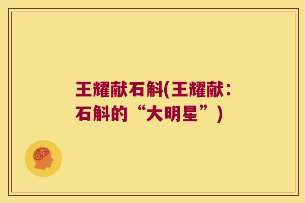 王耀献石斛(王耀献：石斛的“大明星”)
