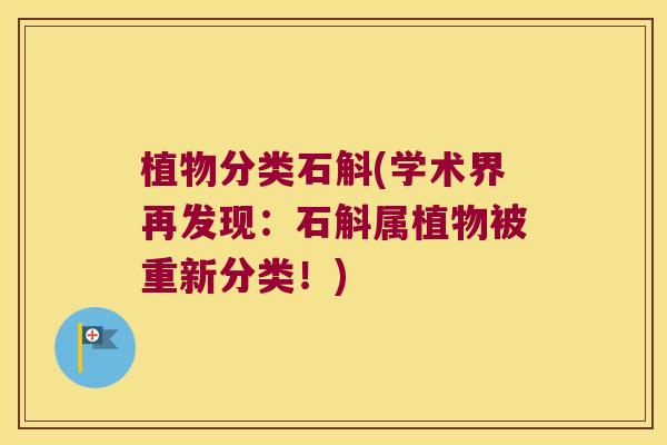 植物分类石斛(学术界再发现：石斛属植物被重新分类！)