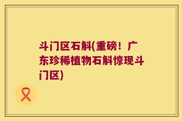 斗门区石斛(重磅！广东珍稀植物石斛惊现斗门区)