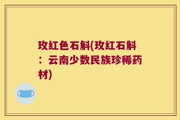玫红色石斛(玫红石斛：云南少数民族珍稀药材)