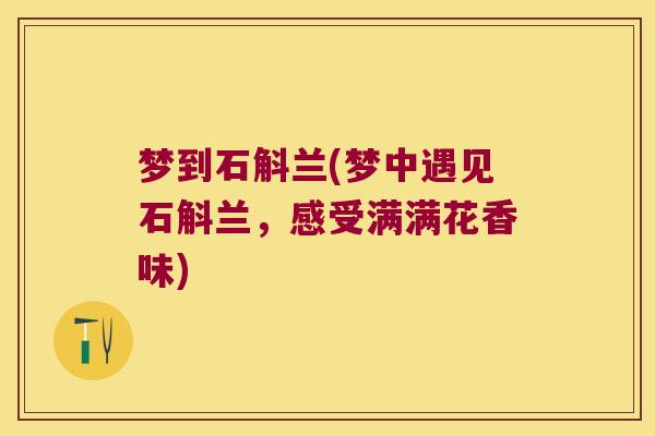 梦到石斛兰(梦中遇见石斛兰，感受满满花香味)