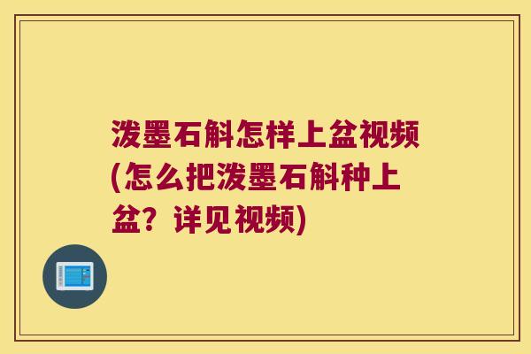 泼墨石斛怎样上盆视频(怎么把泼墨石斛种上盆？详见视频)