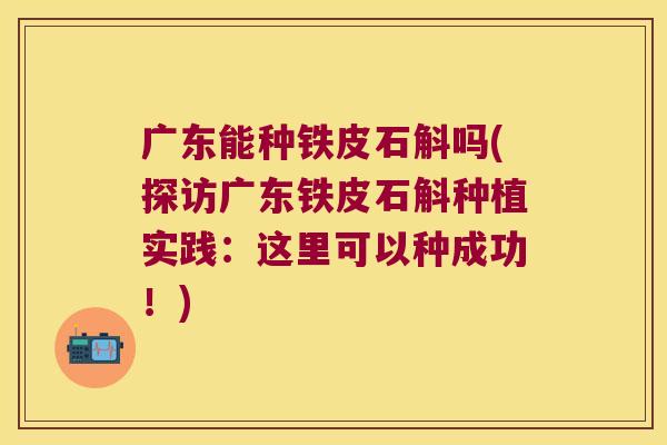广东能种铁皮石斛吗(探访广东铁皮石斛种植实践:这里可以种成功!) 广东能种铁皮石斛吗(探访广东铁皮石斛种植实践:这里可以种成功!)
