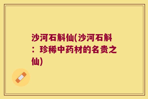 沙河石斛仙(沙河石斛：珍稀中药材的名贵之仙)