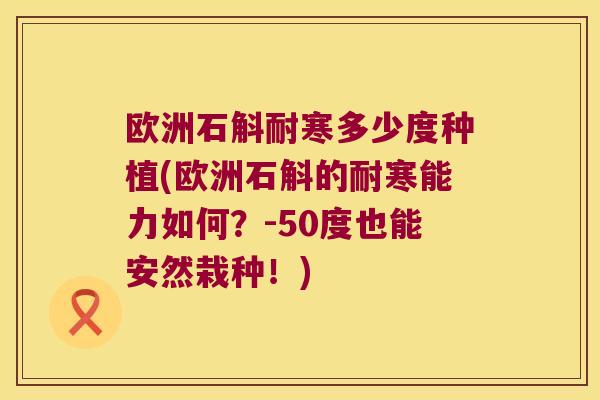 欧洲石斛耐寒多少度种植(欧洲石斛的耐寒能力如何？-50度也能安然栽种！)