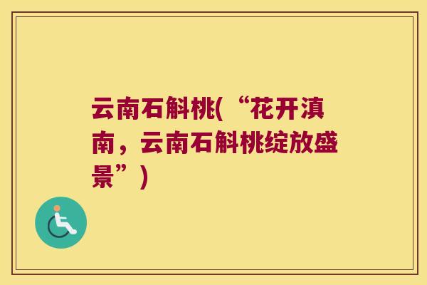 云南石斛桃(“花开滇南，云南石斛桃绽放盛景”)