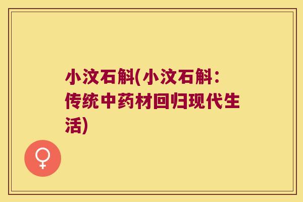 小汶石斛(小汶石斛：传统中药材回归现代生活)