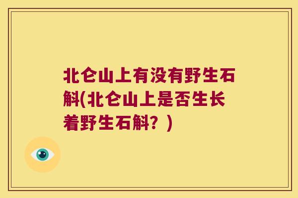 北仑山上有没有野生石斛(北仑山上是否生长着野生石斛？)
