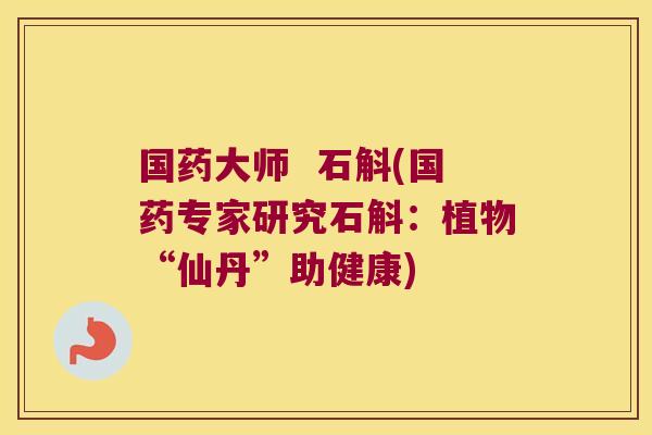 国药大师  石斛(国药专家研究石斛：植物“仙丹”助健康)