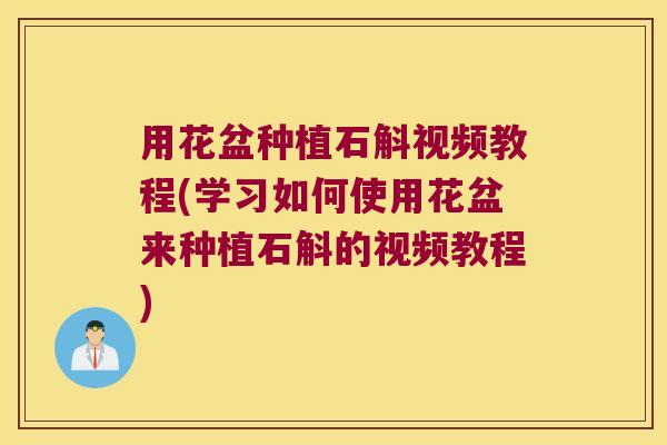 用花盆种植石斛视频教程(学习如何使用花盆来种植石斛的视频教程)