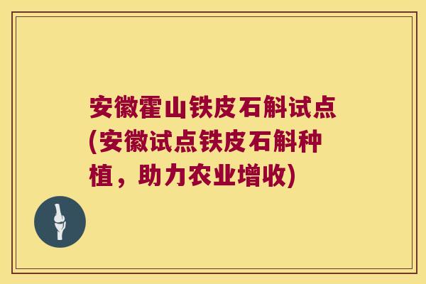安徽霍山铁皮石斛试点(安徽试点铁皮石斛种植，助力农业增收)