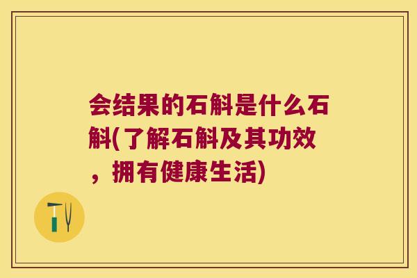 会结果的石斛是什么石斛(了解石斛及其功效，拥有健康生活)