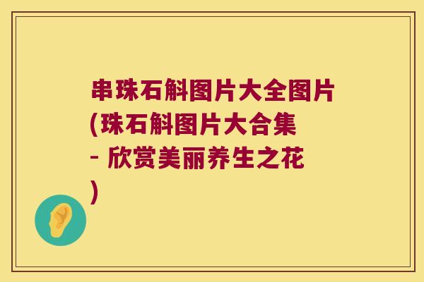 串珠石斛图片大全图片(珠石斛图片大合集 - 欣赏美丽养生之花) 串珠石斛图片大全图片(珠石斛图片大合集 - 欣赏美丽养生之花)