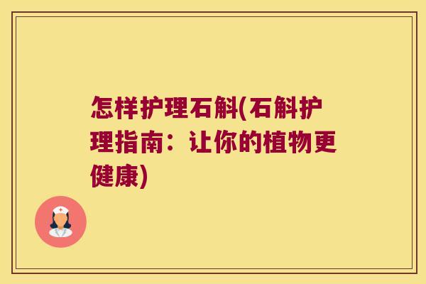 怎样护理石斛(石斛护理指南：让你的植物更健康)