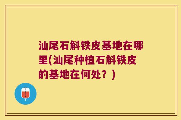 汕尾石斛铁皮基地在哪里(汕尾种植石斛铁皮的基地在何处？)