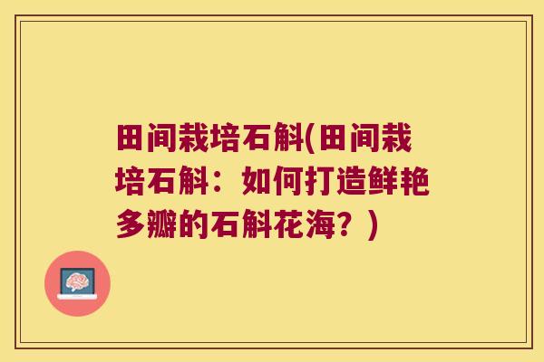 田间栽培石斛(田间栽培石斛：如何打造鲜艳多瓣的石斛花海？)