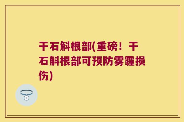干石斛根部(重磅！干石斛根部可雾霾损伤)