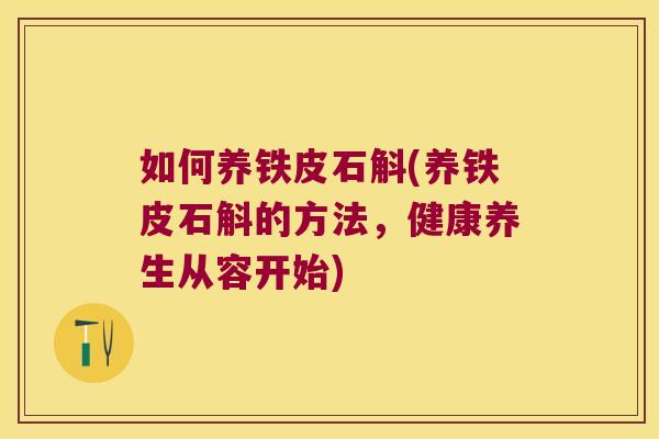 如何养铁皮石斛(养铁皮石斛的方法，健康养生从容开始)