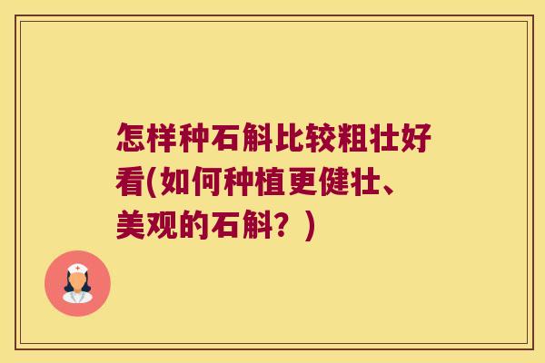 怎样种石斛比较粗壮好看(如何种植更健壮、美观的石斛？)