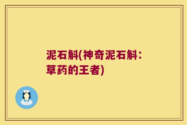 泥石斛(神奇泥石斛：草药的王者)
