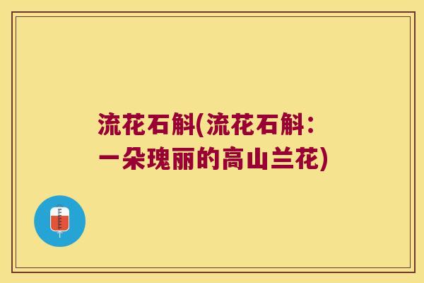 流花石斛(流花石斛：一朵瑰丽的高山兰花)