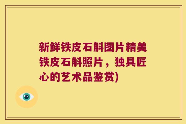 新鲜铁皮石斛图片精美铁皮石斛照片，独具匠心的艺术品鉴赏)