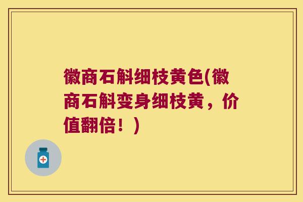 徽商石斛细枝黄色(徽商石斛变身细枝黄，价值翻倍！)