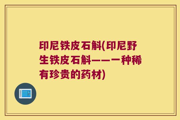 印尼铁皮石斛(印尼野生铁皮石斛——一种稀有珍贵的药材)