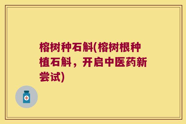 榕树种石斛(榕树根种植石斛，开启中医药新尝试)