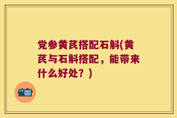 党参黄芪搭配石斛(黄芪与石斛搭配，能带来什么好处？)