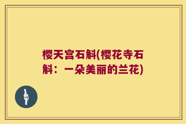 樱天宫石斛(樱花寺石斛：一朵美丽的兰花)