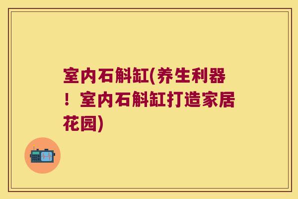 室内石斛缸(养生利器！室内石斛缸打造家居花园)