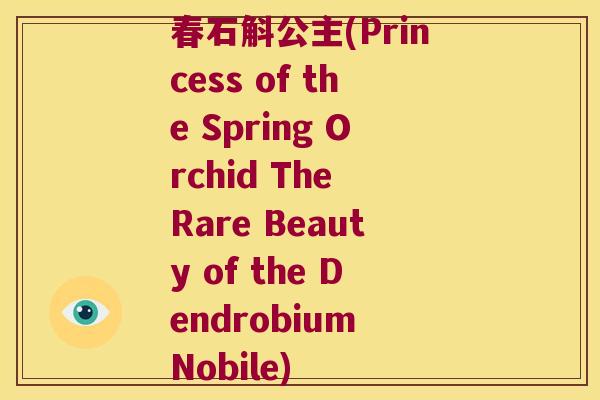 春石斛公主(Princess of the Spring Orchid The Rare Beauty of the Dendrobium Nobile)