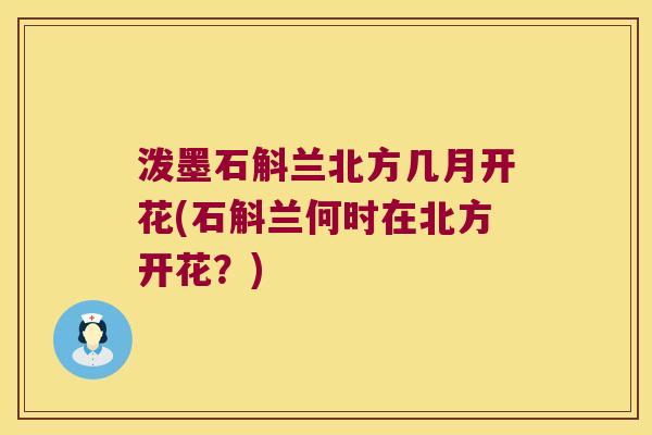 泼墨石斛兰北方几月开花(石斛兰何时在北方开花？)