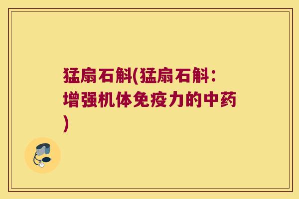 猛扇石斛(猛扇石斛：增强机体免疫力的中药)