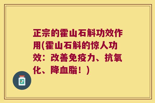 正宗的霍山石斛功效作用(霍山石斛的惊人功效：改善免疫力、抗氧化、降血脂！)