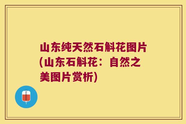 山东纯天然石斛花图片(山东石斛花：自然之美图片赏析)