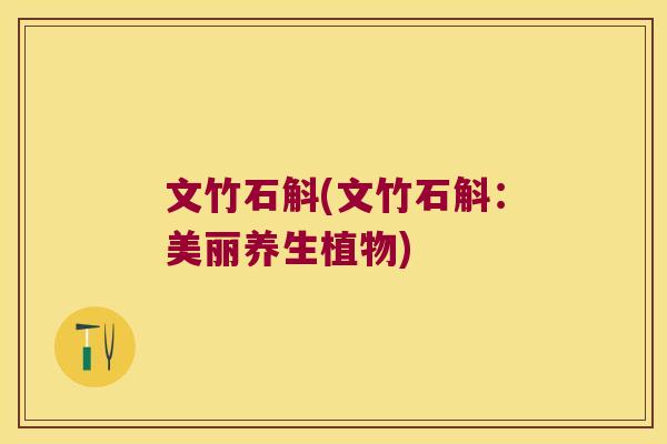 文竹石斛(文竹石斛：美丽养生植物)