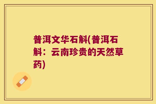 普洱文华石斛(普洱石斛：云南珍贵的天然草药)