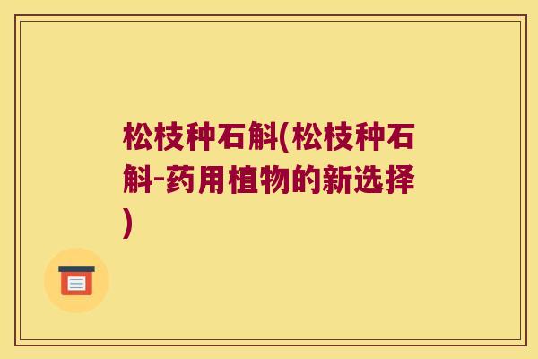 松枝种石斛(松枝种石斛-药用植物的新选择) 松枝种石斛(松枝种石斛-药用植物的新选择)