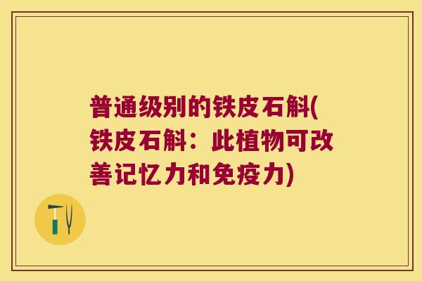 普通级别的铁皮石斛(铁皮石斛：此植物可改善记忆力和免疫力)