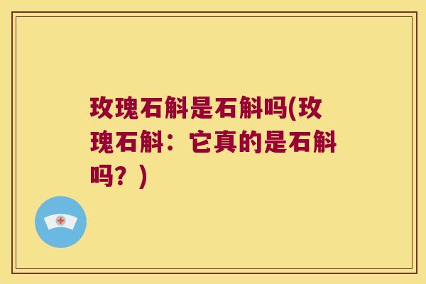 玫瑰石斛是石斛吗(玫瑰石斛：它真的是石斛吗？)