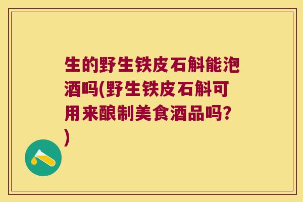 生的野生铁皮石斛能泡酒吗(野生铁皮石斛可用来酿制美食酒品吗？)